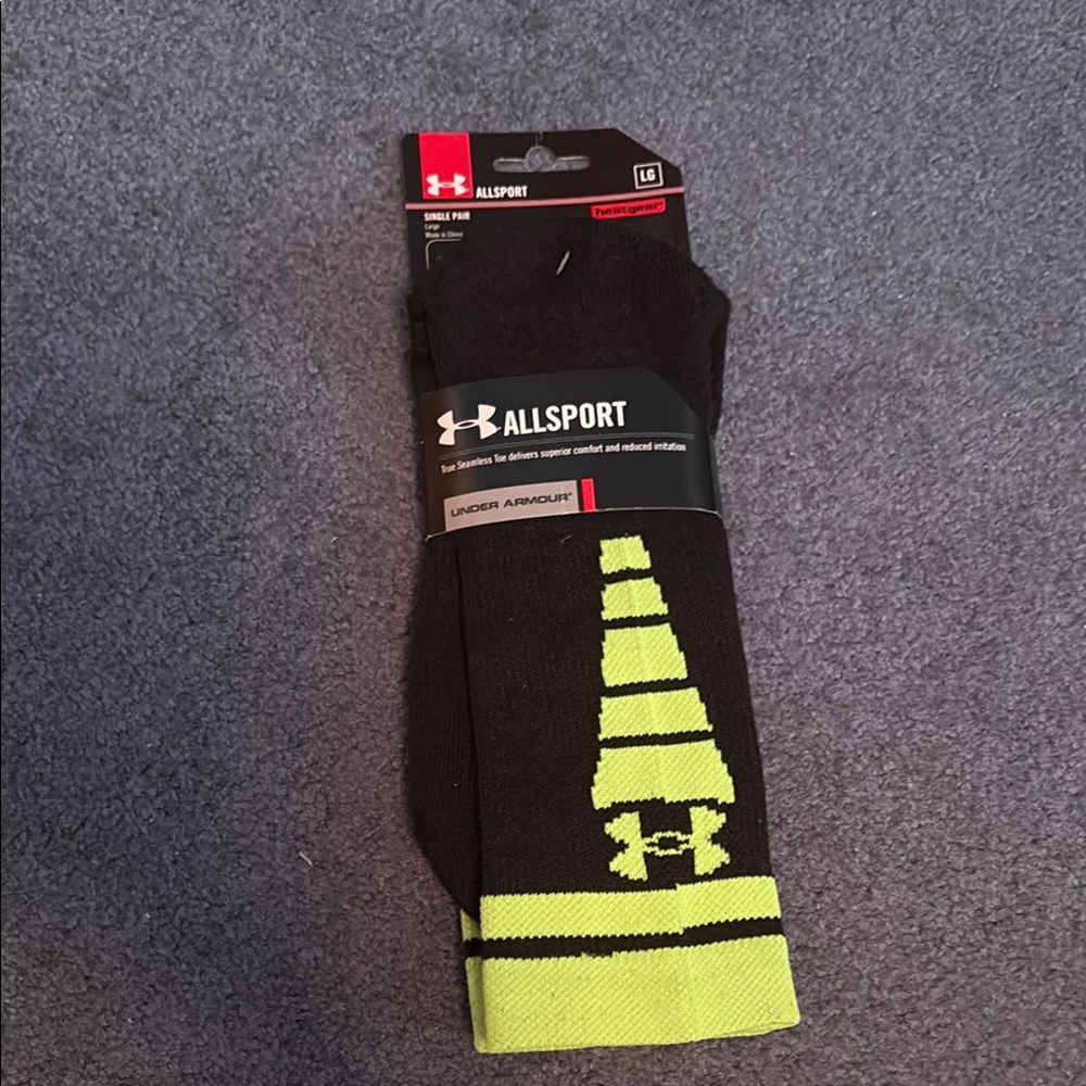 Under Armour Black and Yellow Athletic Socks with Compression